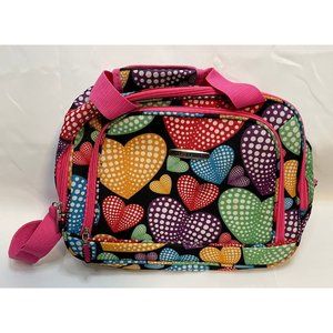 Rockland carry on tote travel bag laptop case luggage shoulder strap hearts